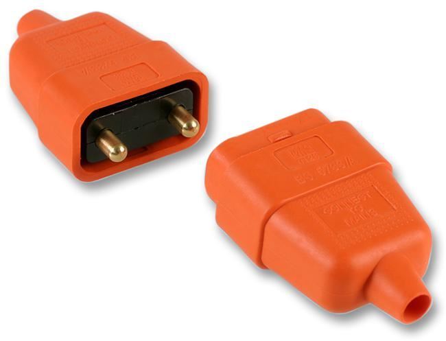 PRO ELEC 2-pins rubber connector in-lijn, 10A, oranje