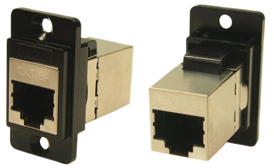 CLIFF Dual Entry RJ45 Cat6a Shielded Feedthrough Socket in Black