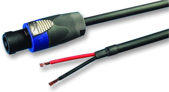 VDC Cable Speakon Macho 4 Polos a Terminales Desnudos, Negro, 5m