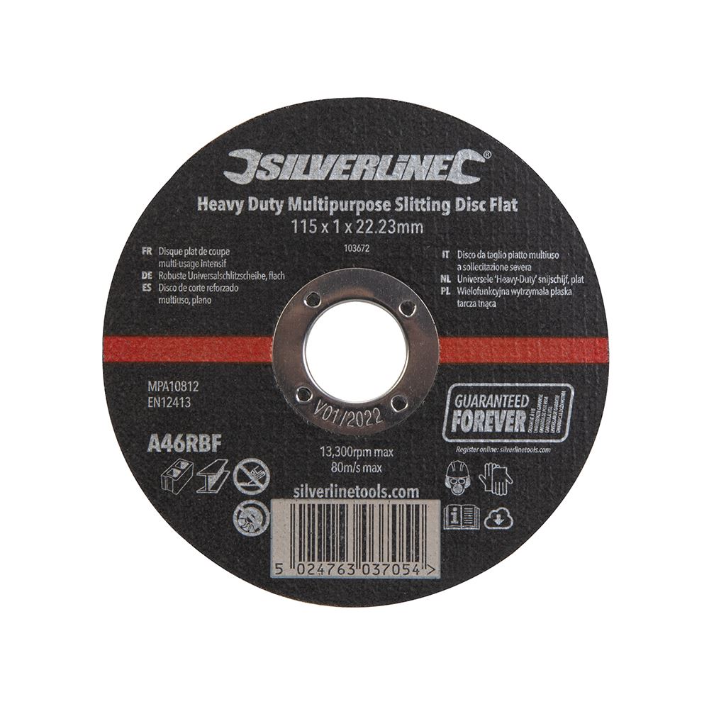 Silverline Disque de tronçonnage renforcé, 115 x 1 x 22,23mm