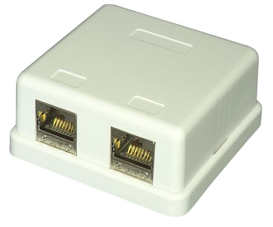 TUK Cat8 Tool-less Surface Mount Sockets, 2 Port