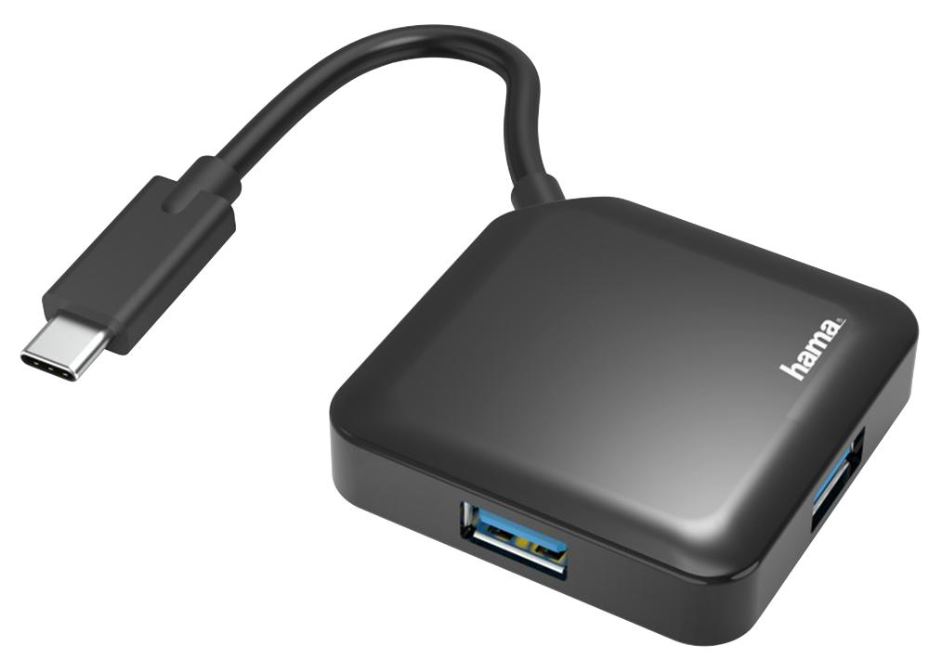 HAMA Hub USB 3.2 Gen 1 de 4 Portas, 5Gb/s, USB-C