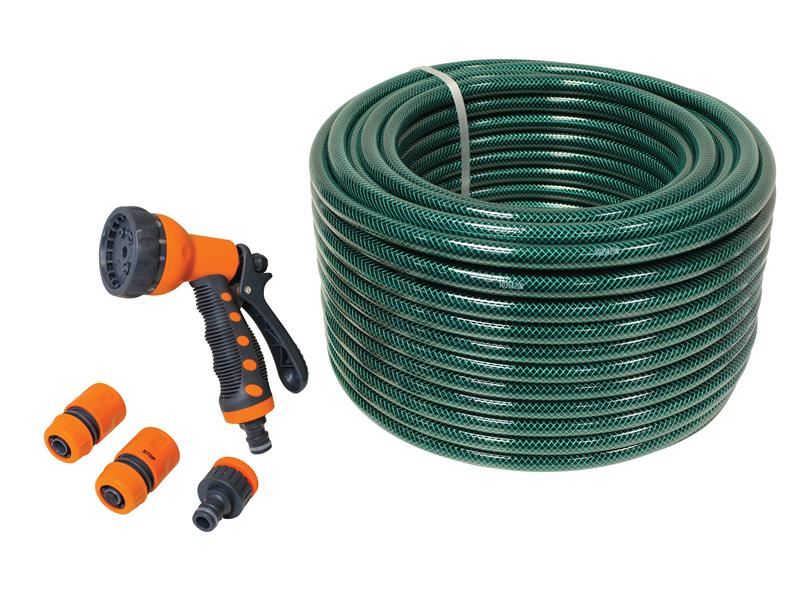 Faithfull Tubo da Giardino in PVC 50m con Pistola a Spruzzo e Accessori