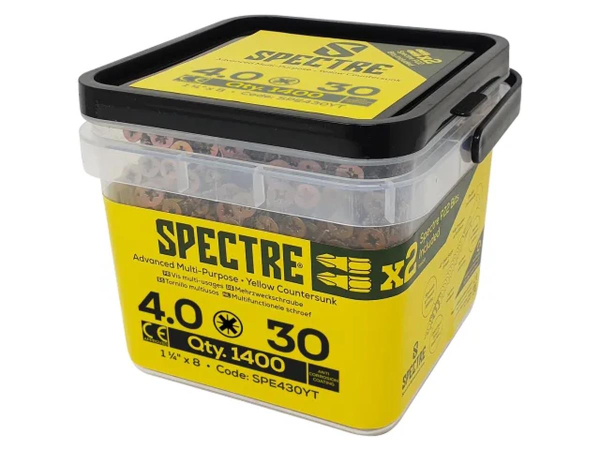ForgeFix Spectre™ PZ Wood Screw, CSK, ZYP 4.0 x 30mm, Tub 1400