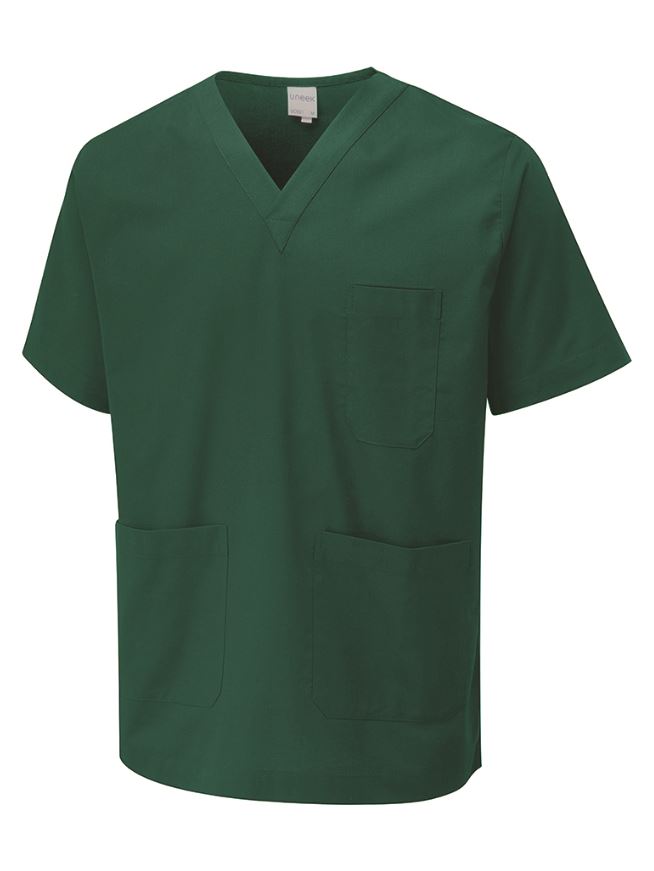 Uneek Unisex Scrub Tunic, Bottle Green, 3XL, Polyester-Cotton Blend