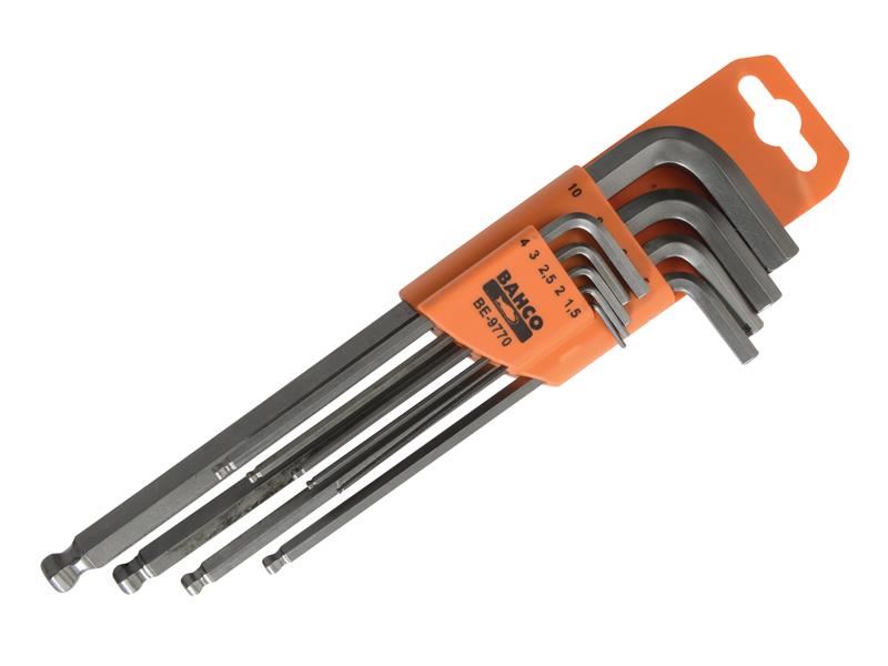 Bahco BE-9770 Metric Long Ball End Hex Key Set, 9-Piece