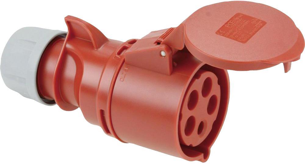 PCE 32A 400V CEE Πρίζα, 3P+N+E, Κόκκινη, IP44, Καλώδιο Εγκατάστασης