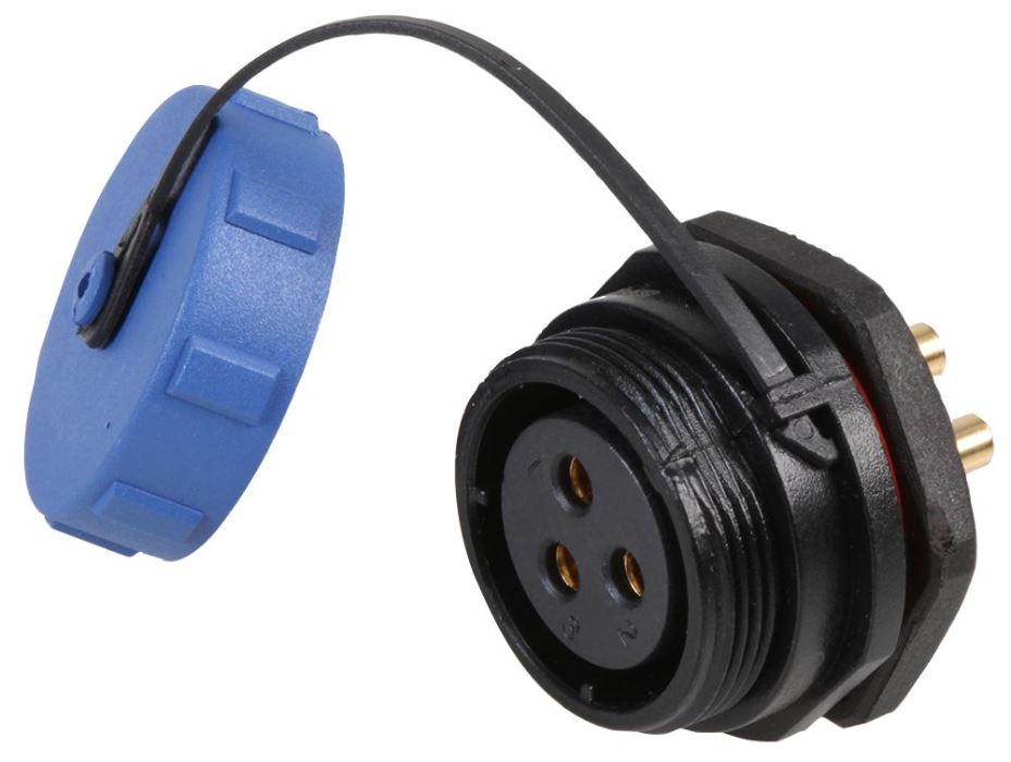 PRO ELEC Panel Mount Connector Socket, 3-Pole IP68, Threaded