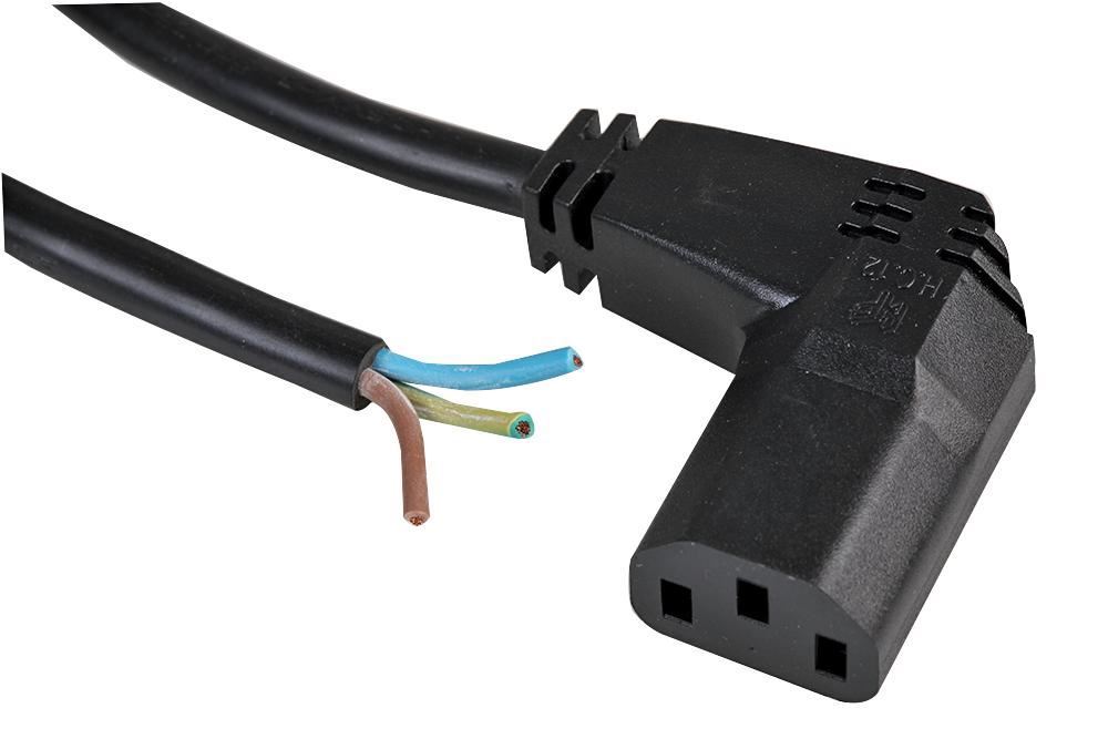 PRO ELEC - 90 Grad IEC C13 Stecker auf abisolierte Kabelenden Netzwerkkabel, 3,
