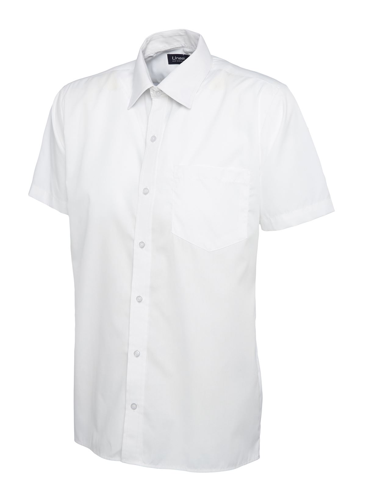 Uneek Men's Poplin Short Sleeve Shirt - White - Size 16