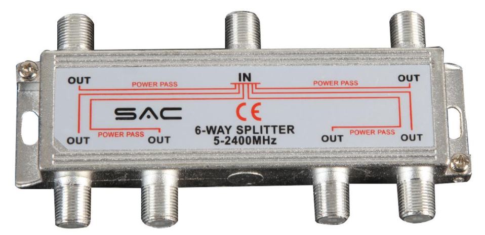 SAC Splitter di Segnale 6 Vie per Interni con Passaggio DC