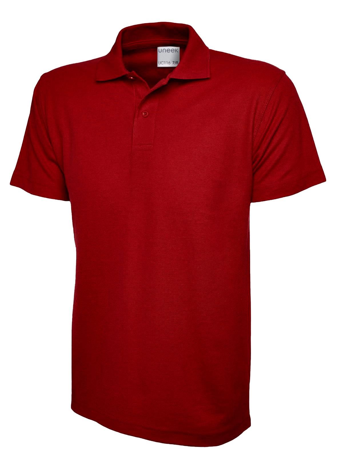 Uneek Ultra Cotton Unisex Polo Shirt, Red, 5/6 Years