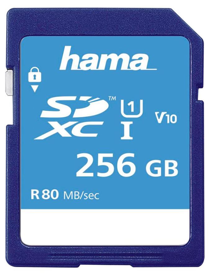 Carte mémoire HAMA SDXC UHS-1 Classe 10 256GB, 80 Mo/s