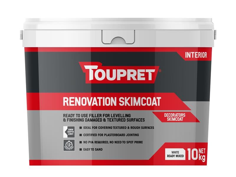 Toupret Renovation Skimcoat, Enduit de lissage prêt à l'emploi, 10kg