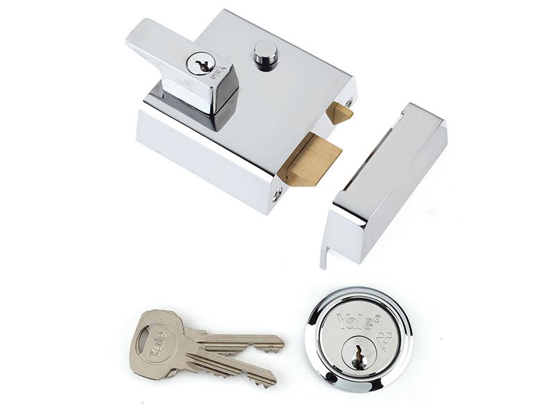 Yale P1 Double Security Nightlatch, Chrome, 60mm Backset