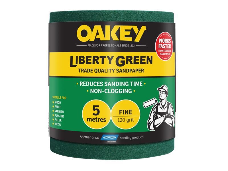 Oakey Liberty Green Schuurrol 115mm x 5m, Fijn 120G
