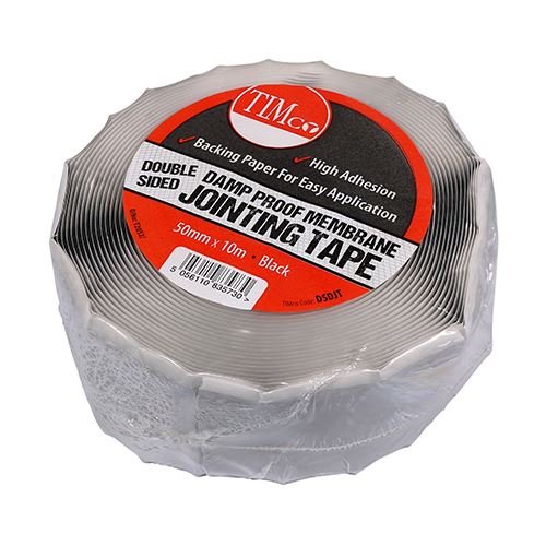 Timco Nastro Biadesivo Antiumidità per Giunzioni, 10m x 50mm, Nero