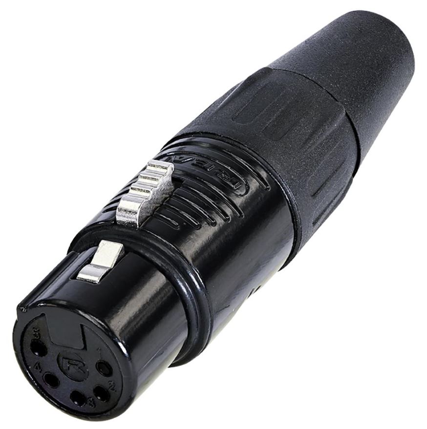 REAN - 5-Polige XLR-Buchse, Schwarz, vergoldete Kontakte