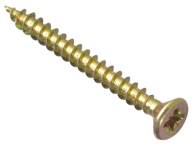 ForgeFix Pozi Screw CSK ST ZYP 4.0×40mm, Zinc Yellow Passivated, Box of 200