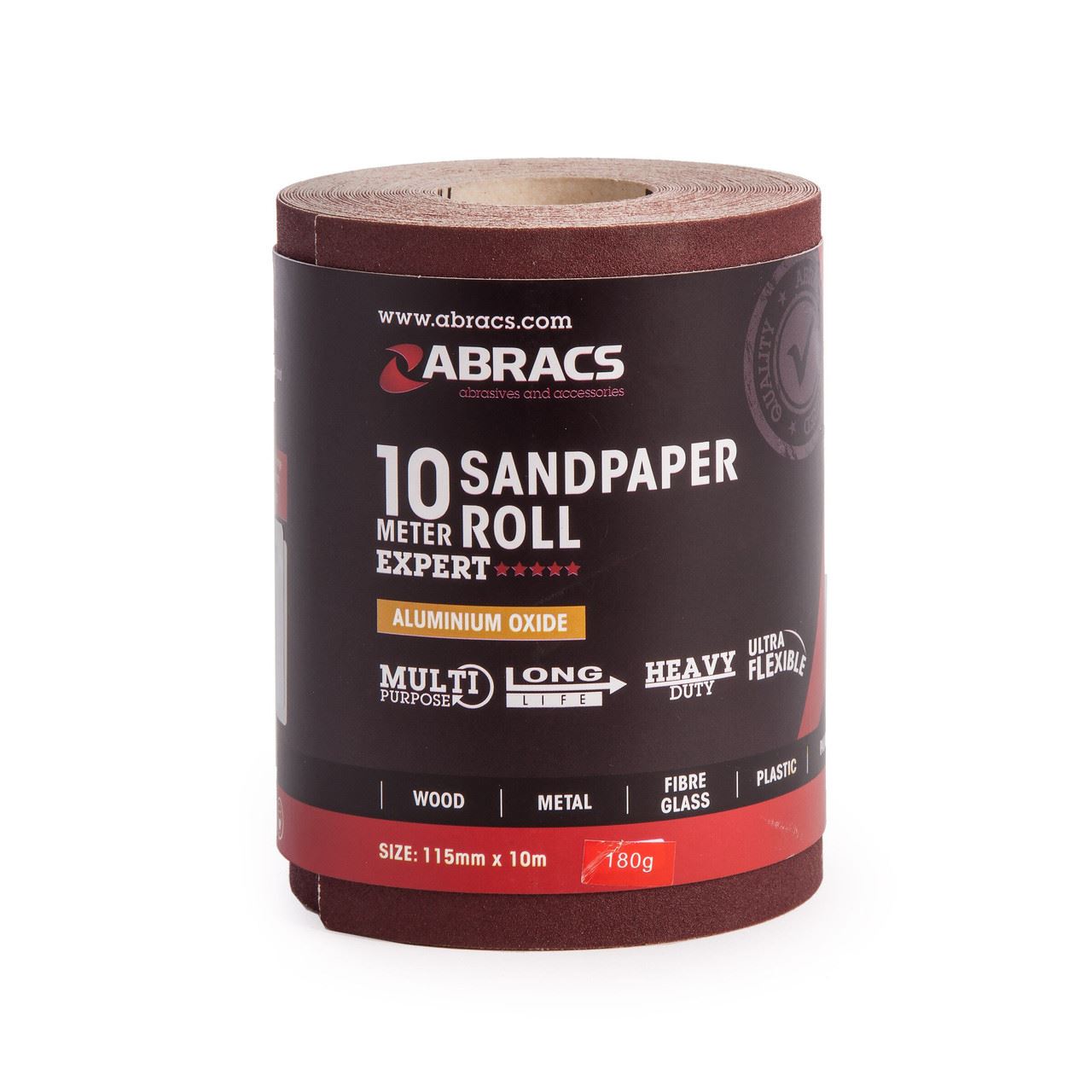 Rouleau de papier abrasif Abracs ABS11510180, grain 180, 115mm x 10m