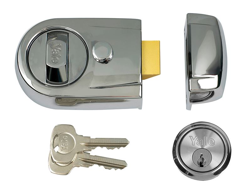 Yale Y3 Nightlatch, 60mm Backset, Polished Chrome
