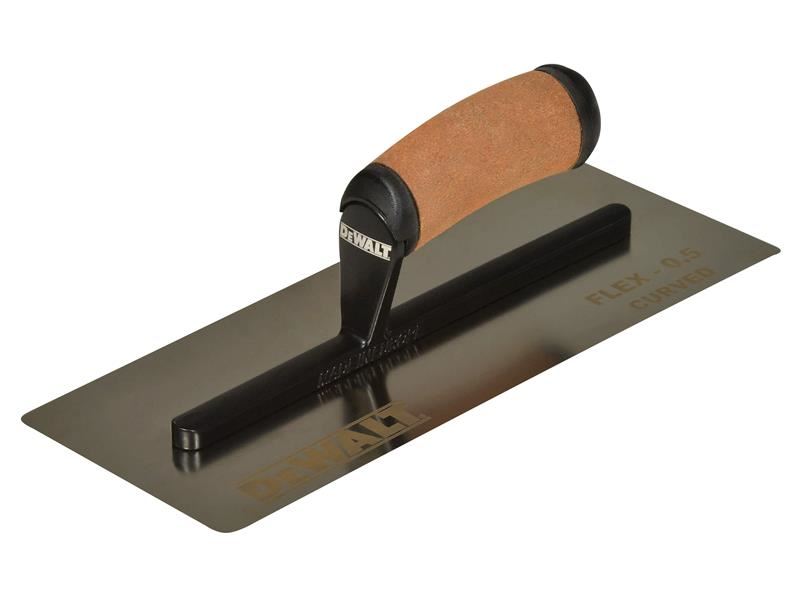 DEWALT Truelle incurvée en acier inoxydable pour placo, poignée cuir, 30 cm