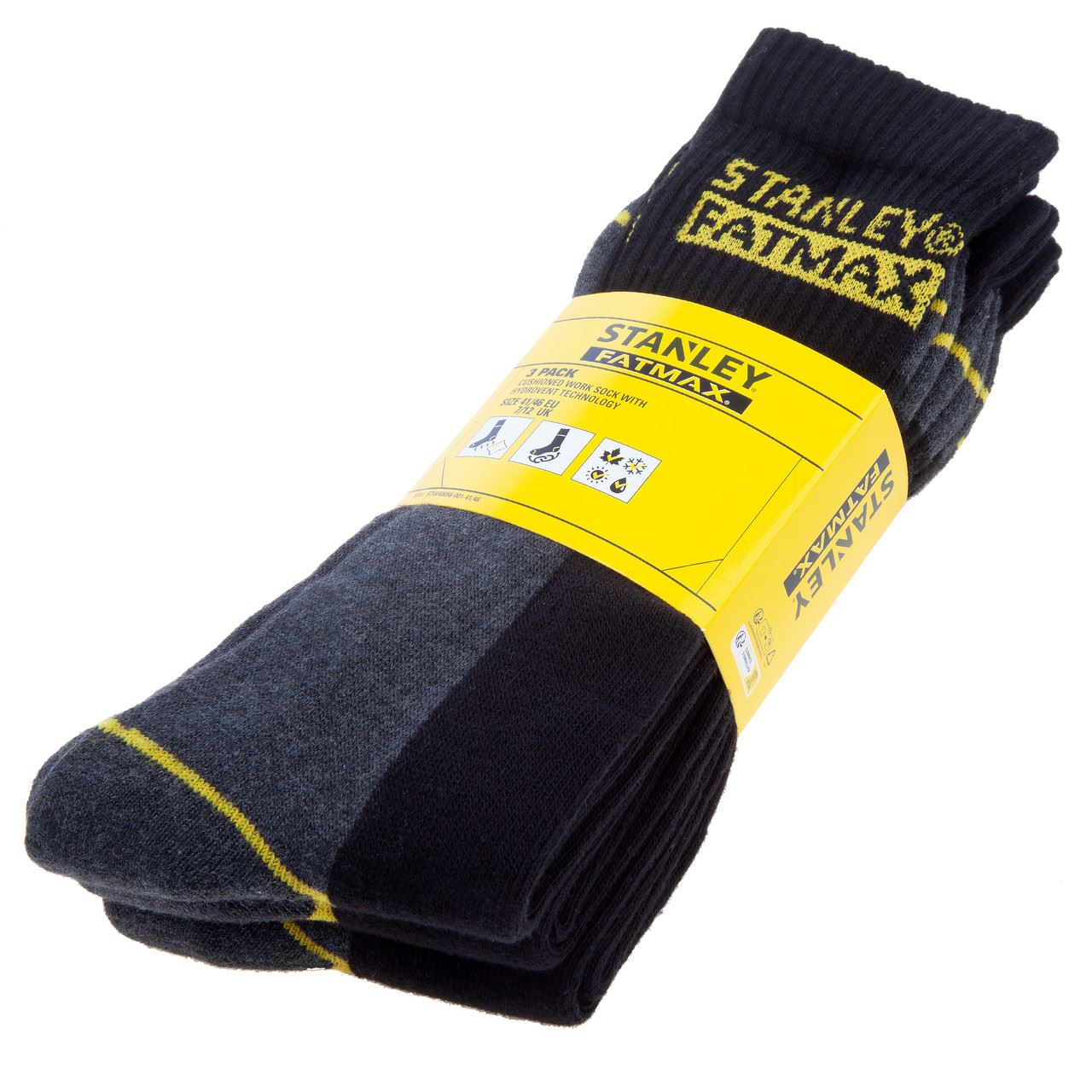 Stanley FatMax Workwear - Chaussettes de travail, Pack de 3, Taille 7-12 UK