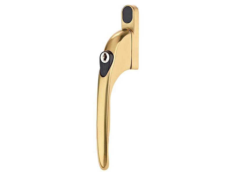 Yale PVCu Window Handle - Polished Brass, Push Button, Key Deadlocking
