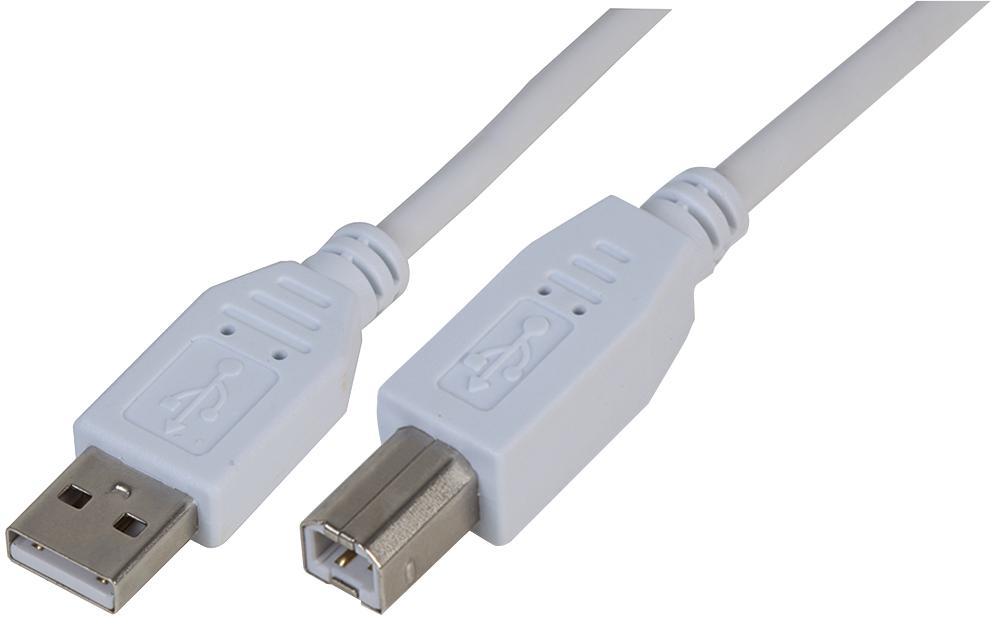 PRO SIGNAL USB 2.0 Kabel A-Stecker auf B-Stecker, weiß, 5m