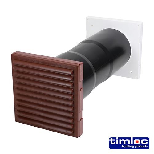 Timco Aero Core Through-Wall Vent Set with Baffle, Brown, 127x350mm