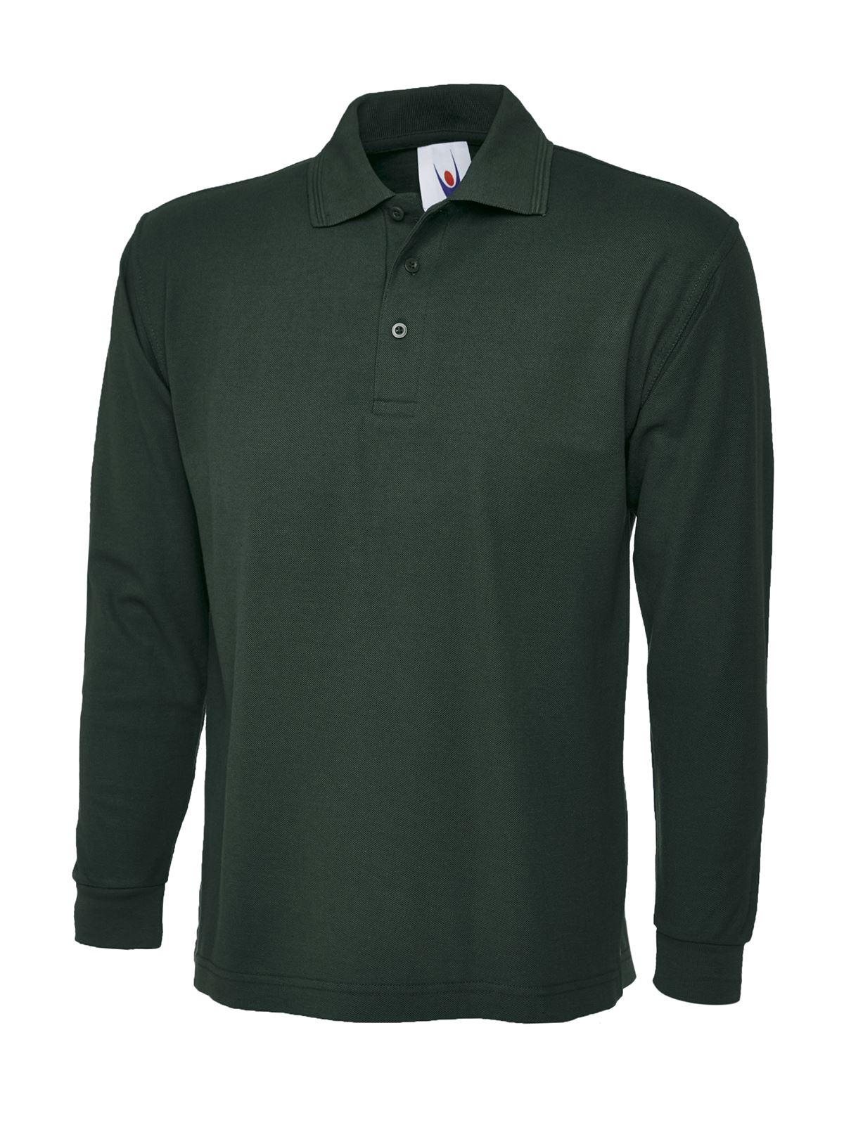 Uneek Unisex Lange Mouw Polo Shirt - Flessengroen - Maat M