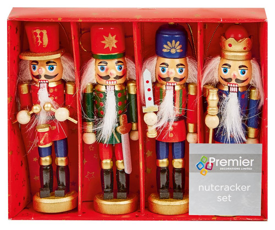 Ensemble de 4 ornements de casse-noisettes de Noël RARAION, 12,5 cm