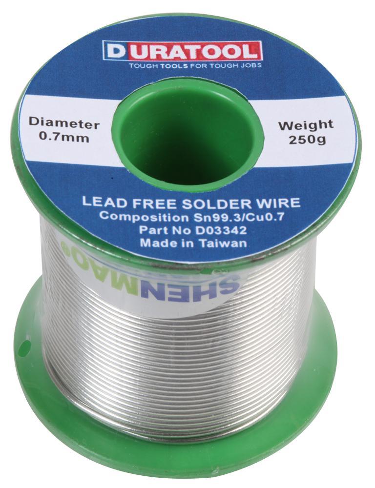 DURATOOL Lead-Free Solder Wire, 0.7mm, 250g