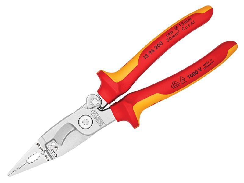 Knipex VDE Multifunctional Installation Pliers with Opening Spring, 200mm