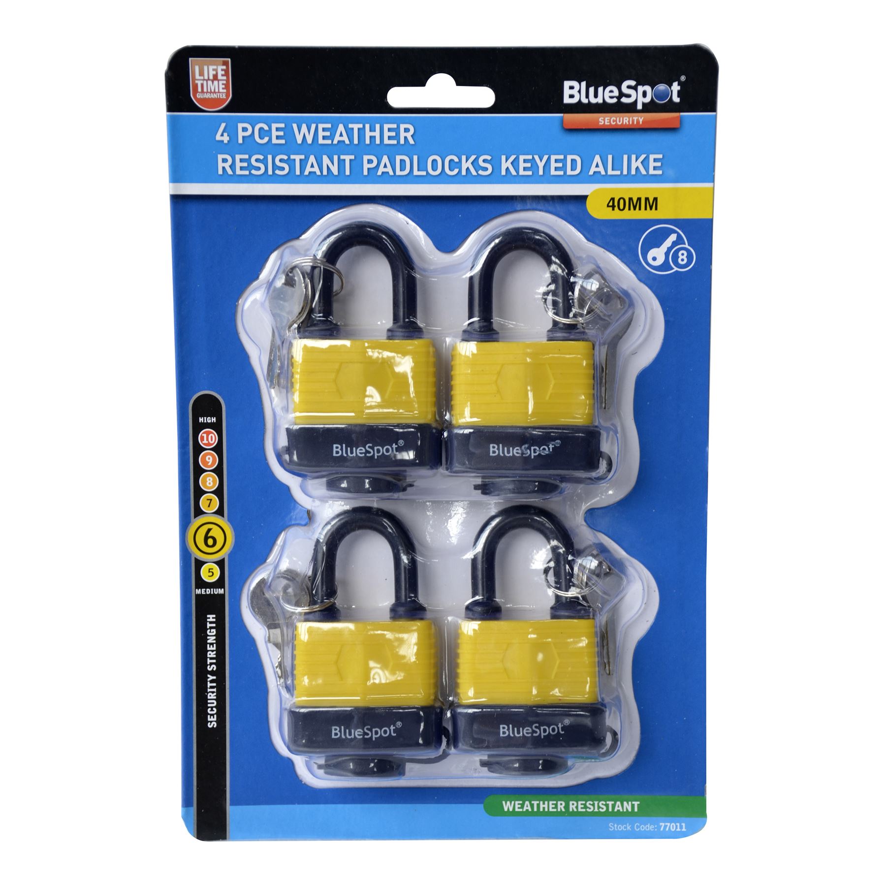Blue Spot Tools 4 lucchetti antipioggia da 40mm apribili con stessa chiave