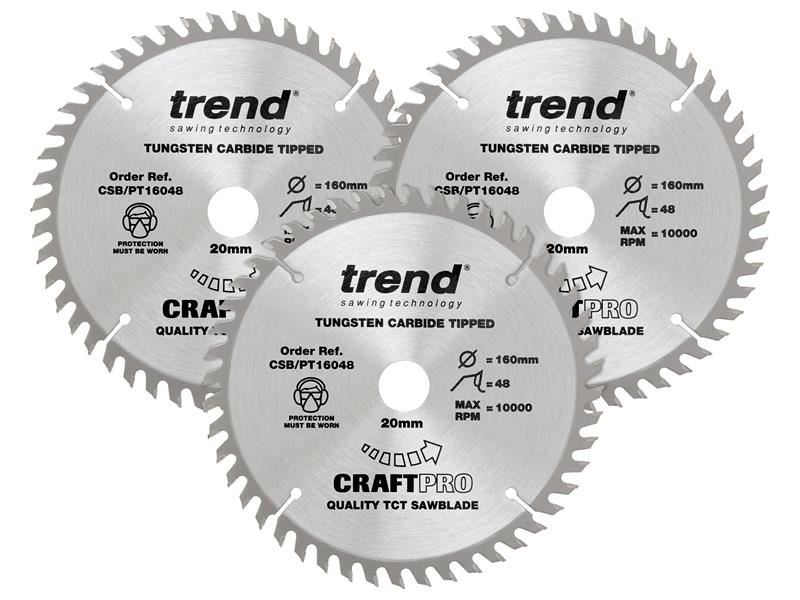 Trend CraftPro Panel Trim Saw Blade 160mm x 48T (Pack of 3)