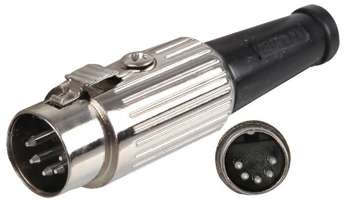 DELTRON 5 Pin Nickel Locking DIN Plug, 180°