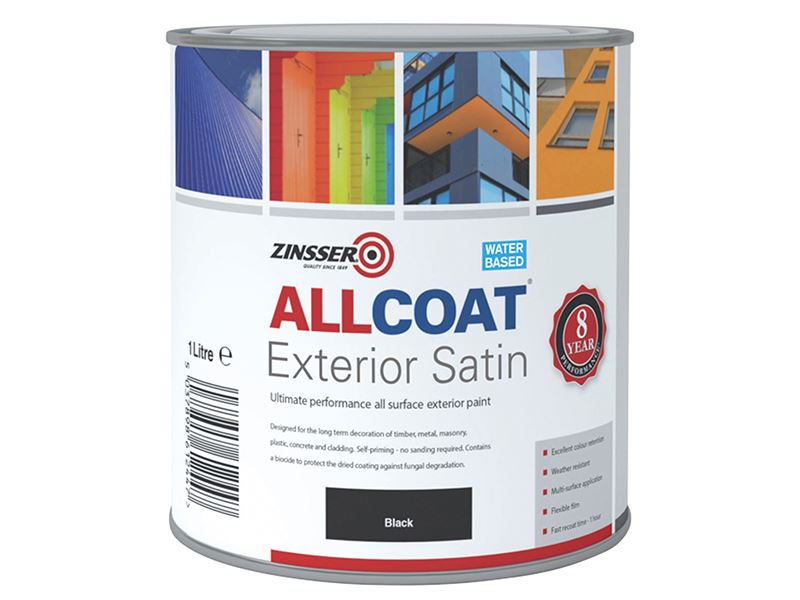 Zinsser AllCoat Exterior Paint, Black, 1 Litre
