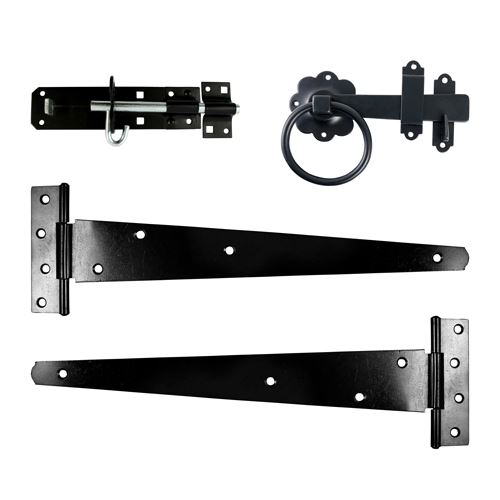 Kit de quincaillerie pour portillon latéral Timco avec loquet à anneau, noir, 4