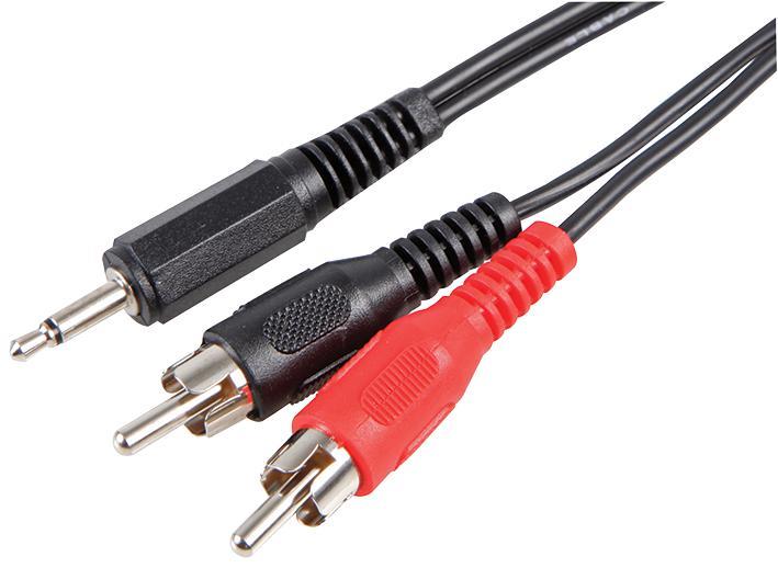 PRO SIGNAL - 3.5mm Jack Mona go 2x RCA, 2m, Dubh