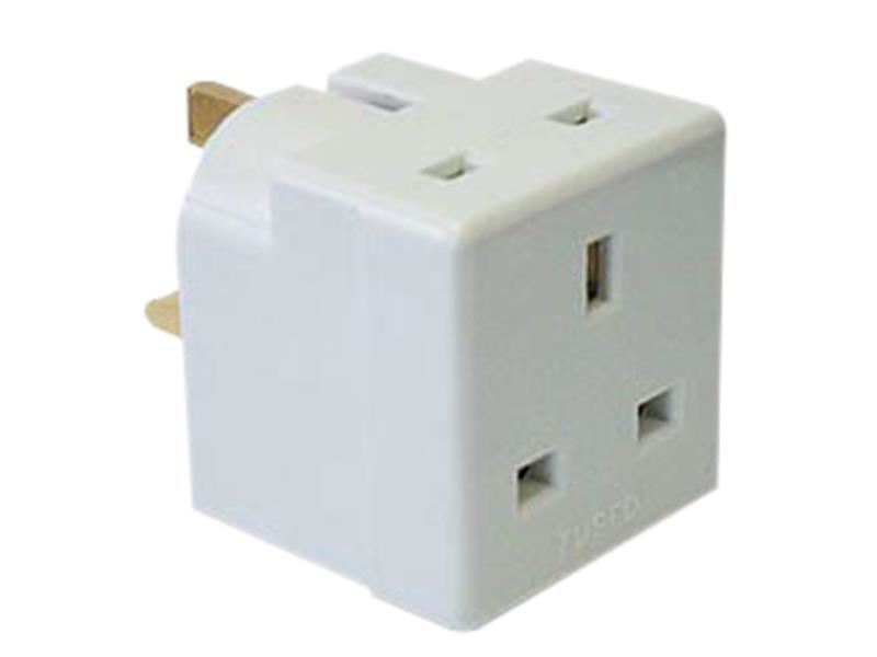 Dencon Adaptateur 2 Prises Gris avec Fusible 13A