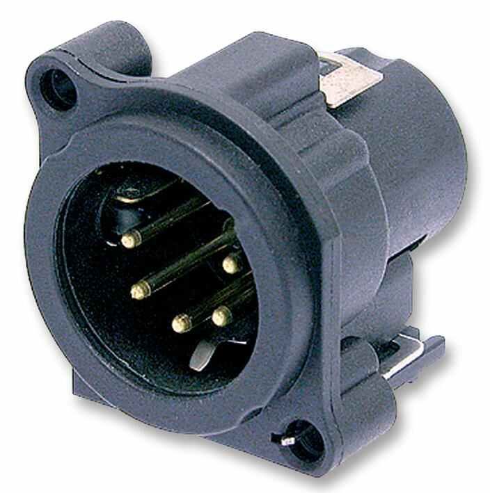 NEUTRIK NC5MAV-SW Conector XLR Macho 5 Polos para PCB con Contactos Conmutados