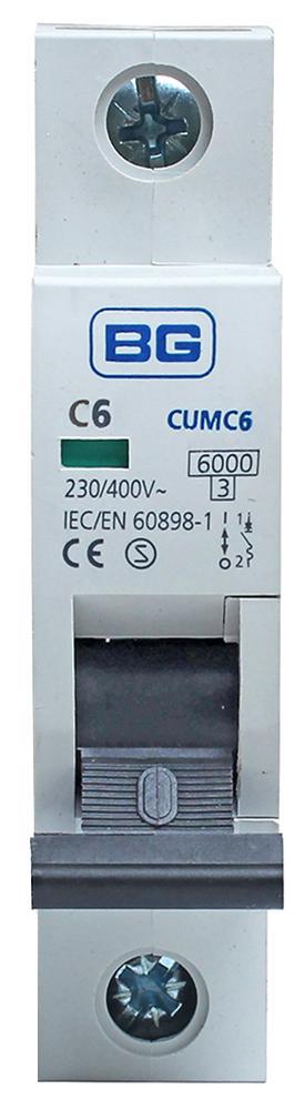 BG ELECTRICAL 単極MCB Cカーブ 6A 6kA