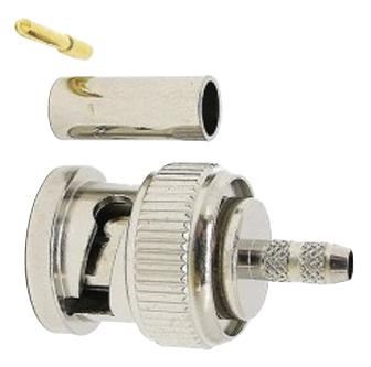 VDC 75 Ohm BNC Crimp Plug, Verguld, DC tot 3GHz