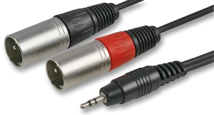 PULSE Cable Estéreo Jack 3.5mm a Dual XLR, 3m Negro