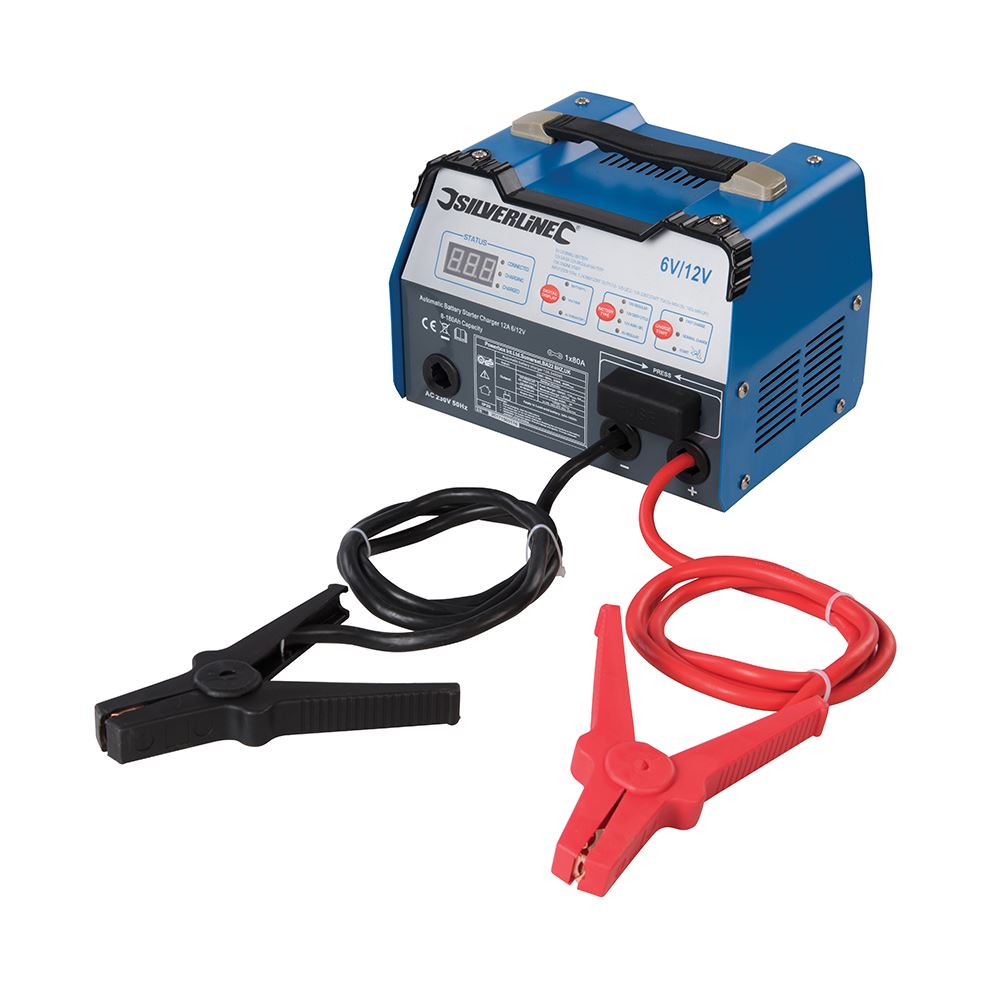 Silverline Automatická nabíječka baterií 12A 6V/12V - 8-180Ah