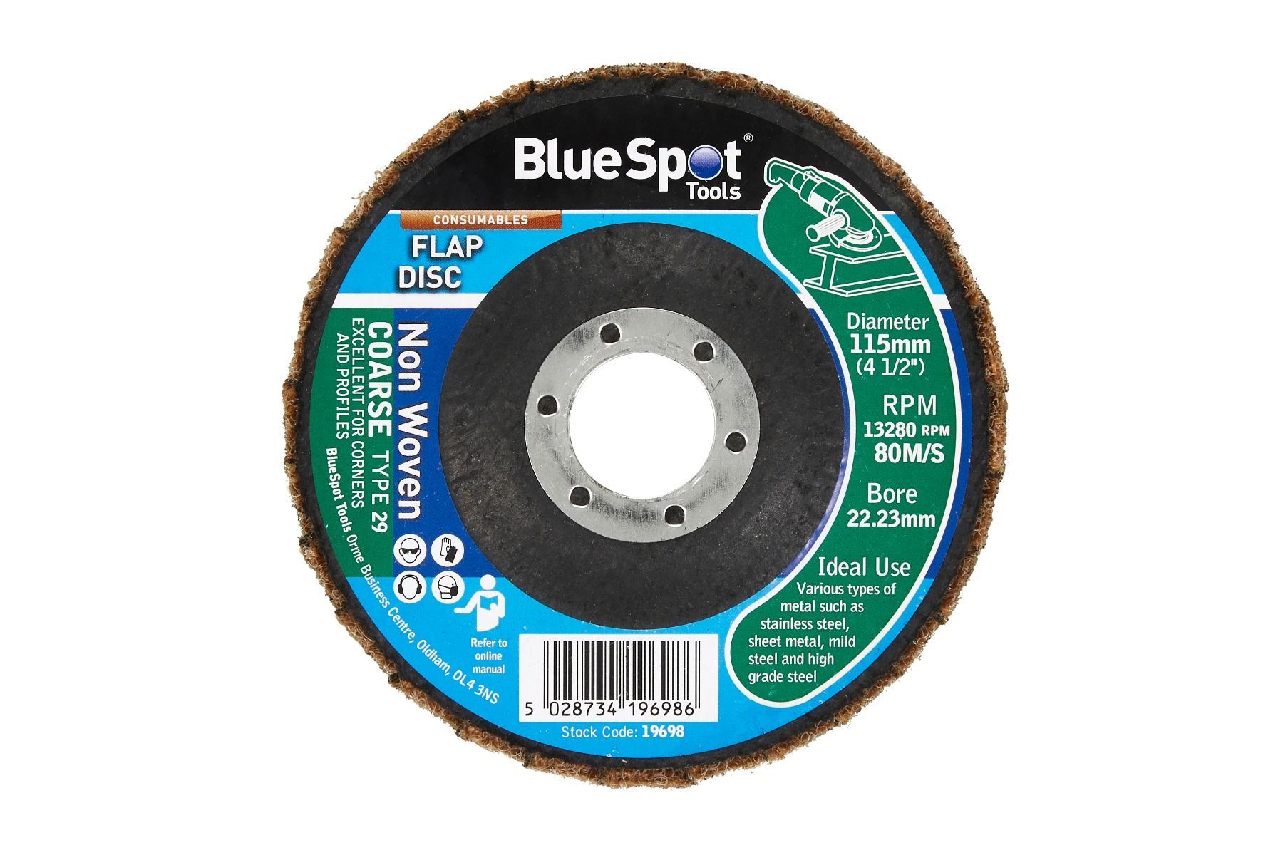 Blue Spot Tools - Disc Scagadh Sníomhán Neamhfhite 115mm Garbh (4.5in, Cineál 6