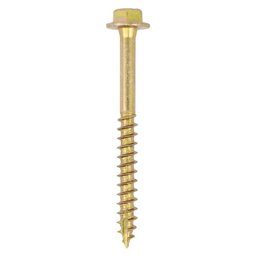Timco Advanced Coach Screws, Hex Flange, Yellow, 8.0x100mm (50 Pack)