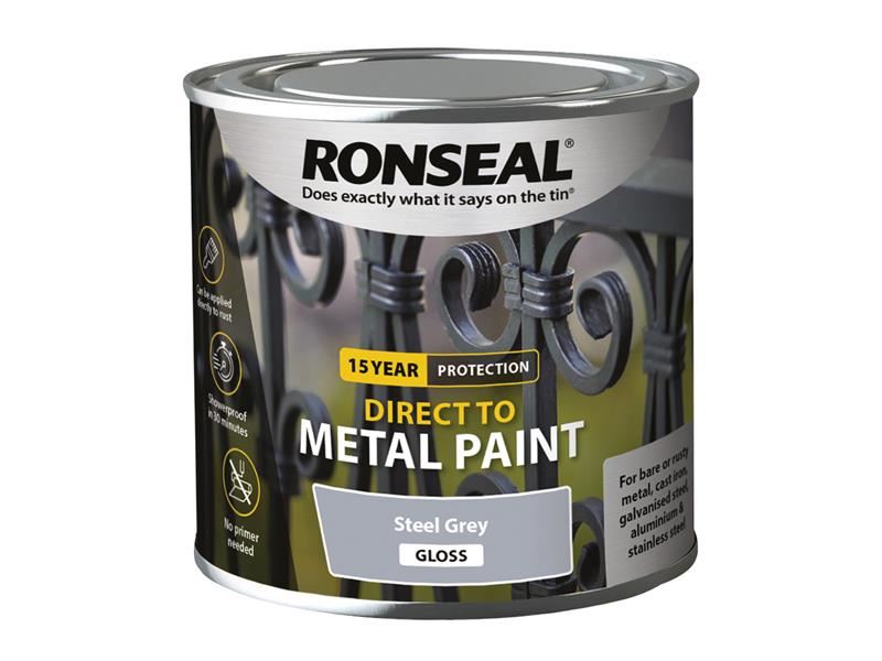 Ronseal - Cat Langsung ke Logam Kelabu Kilat 250ml