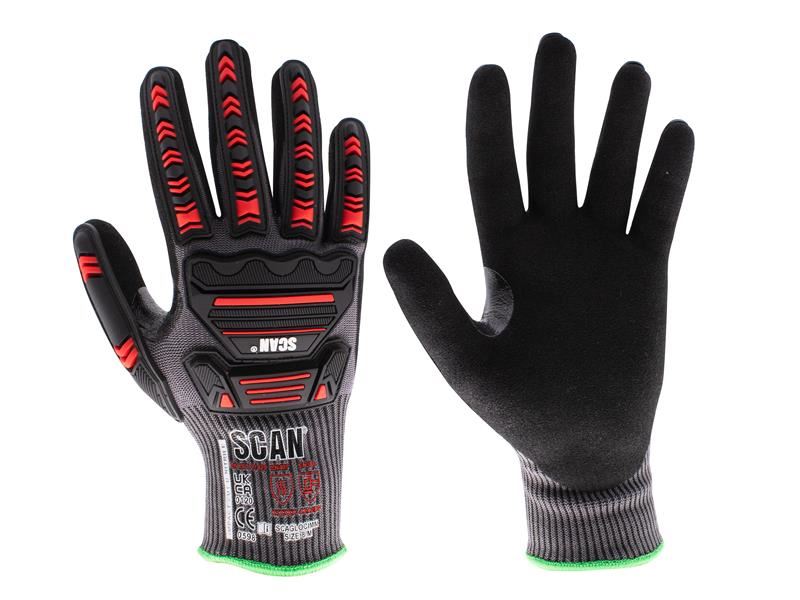 Scan Nitrile Palm Impact Cut D Gloves - Medium (Size 8)